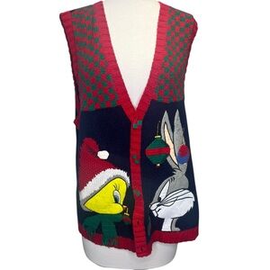 Warner Bros. Red and Green Cardigan‎ Sweater